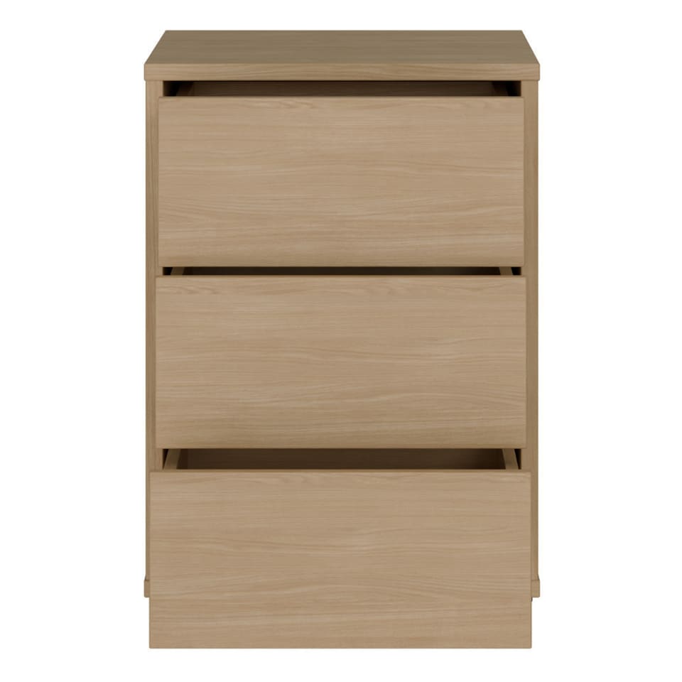 image 1 of Alice Springs Bedside Cabinet with 3 Drawers Push-to-Open in Elegancia Oak