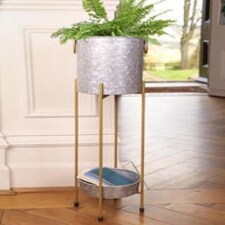 Galvanized Zinc Tall Planter Silver
