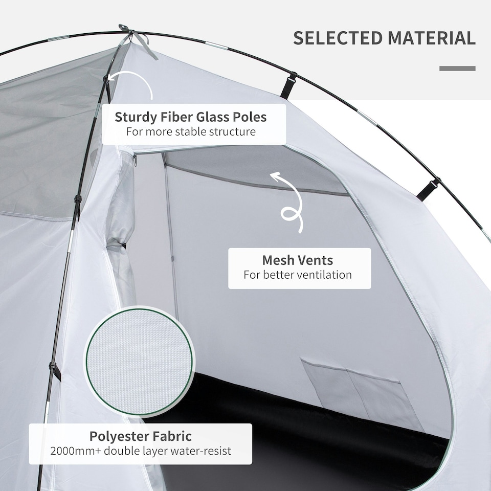 image 1 of Outsunny Compact Camping Tent w/ Vestibule & Mesh Vents for Hiking Green