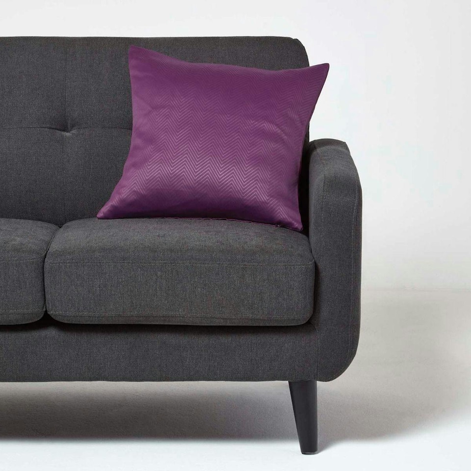 image 1 of Homescapes Aubergine Herringbone Chevron Cushion Cover - 45 x 45 cm | Purple | Aubergine | 45 x 45 cm