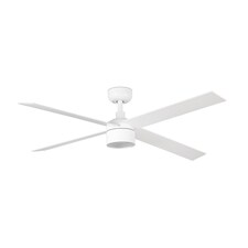 Rudder Recessed 132cm TEK LED Ceiling Fan Matt White, Ash Wood Blades 2700K, 4 Blade Reversible