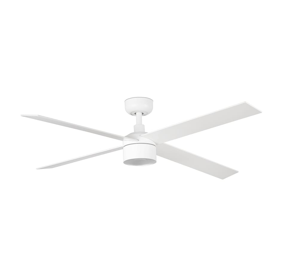 image 1 of Rudder Recessed 132cm TEK LED Ceiling Fan Matt White, Ash Wood Blades 2700K, 4 Blade Reversible