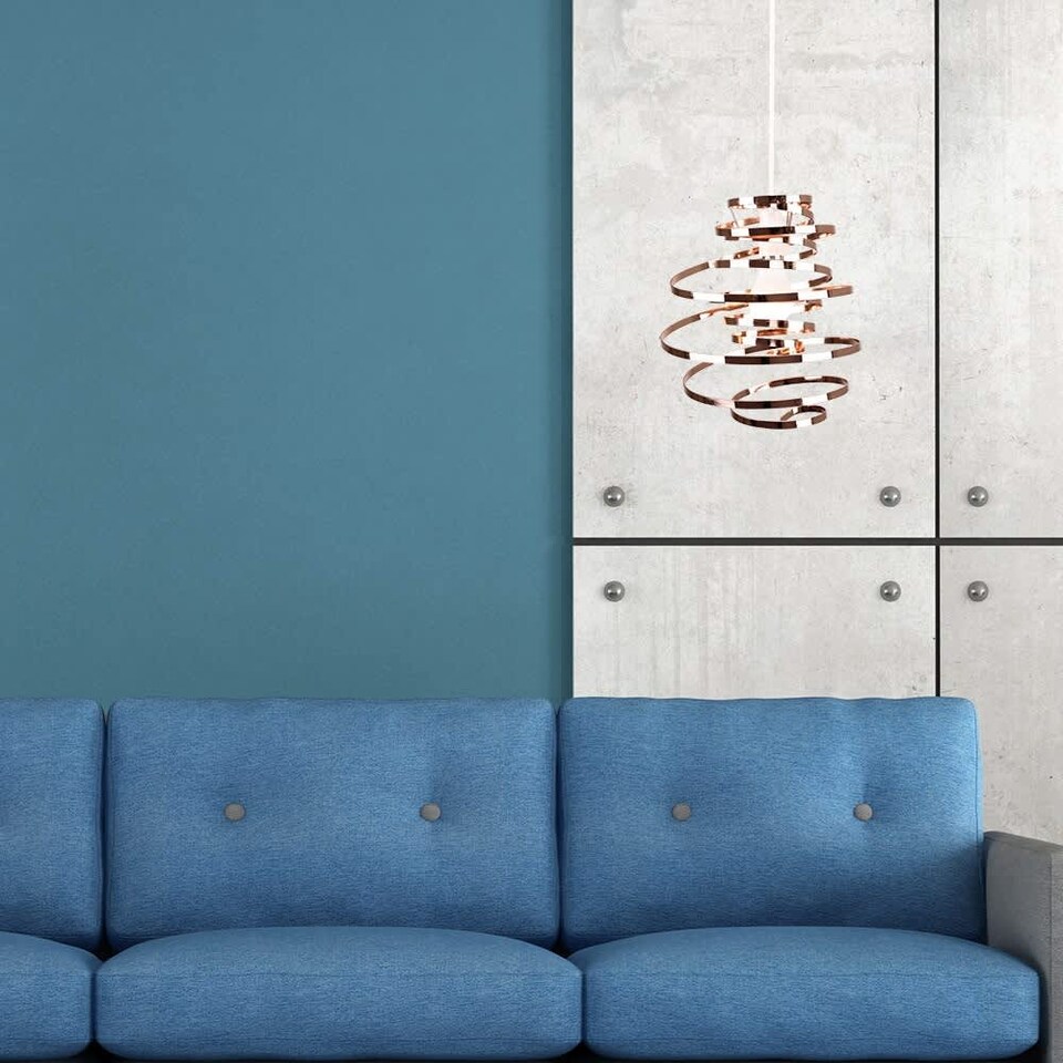 image 1 of ValueLights Contemporary Copper Metal Double Ribbon Spiral Swirl Ceiling Light Pendant