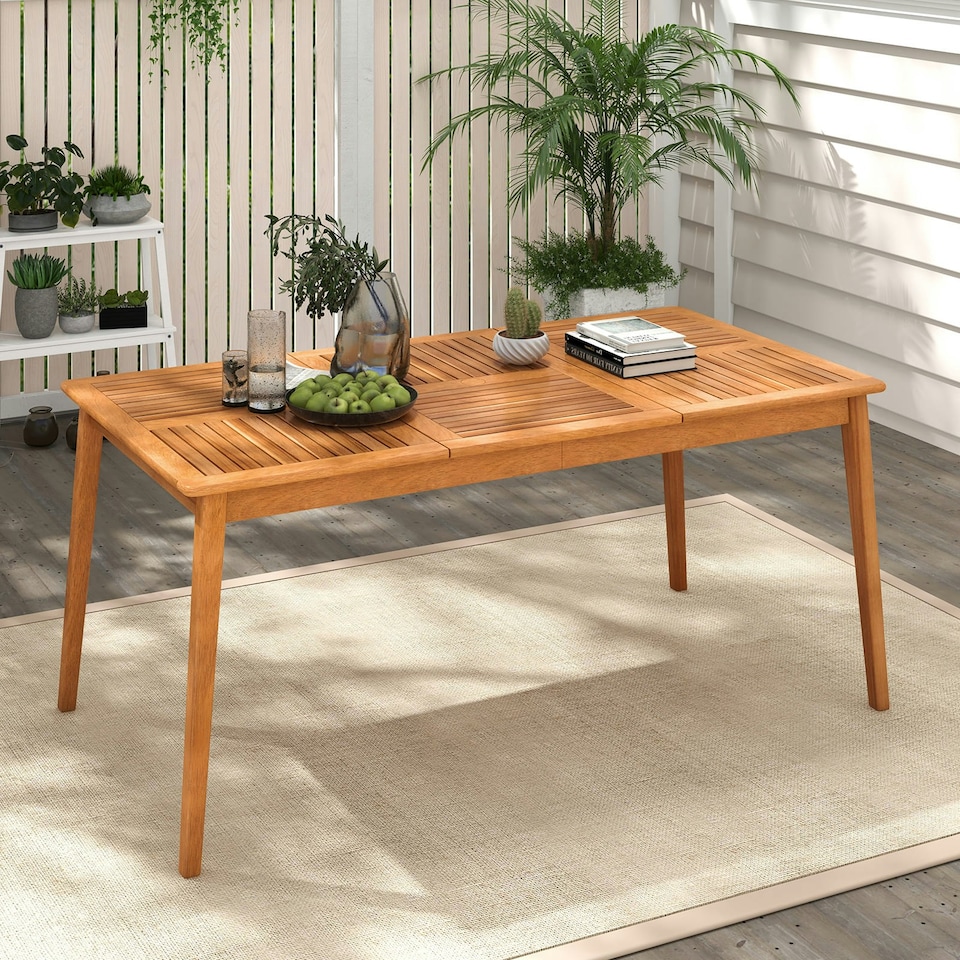 image 1 of COSTWAY Patio Table Outdoor Dining Table for 6 People Brown