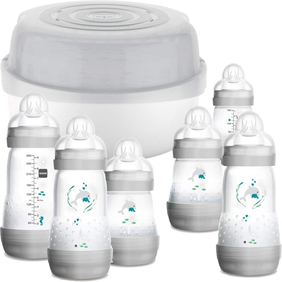 image 1 of MAM Easy Start Self Sterilising Anti-Colic Bottle & Microwave Steriliser Set