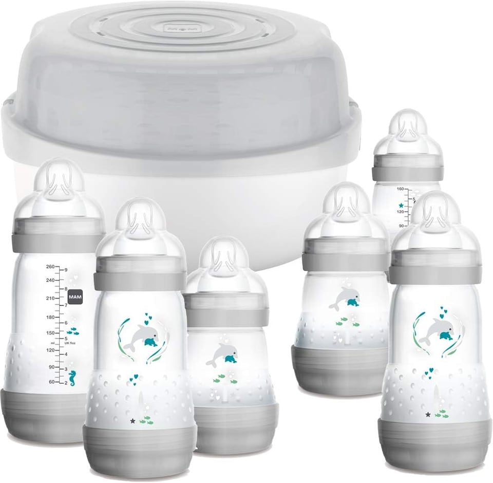 image 1 of MAM Easy Start Self Sterilising Anti-Colic Bottle & Microwave Steriliser Set