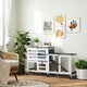 image 2 of PawHut Rabbit Hutch, 2-Tier Guinea Pig Hutch with Wheels & Trays, Grey