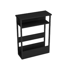 3 Tier Slim Coffee Side Table Newspaper Magazine Shelf Rack Bedside Sofa End | Black | Black | H-62.5cm | 1