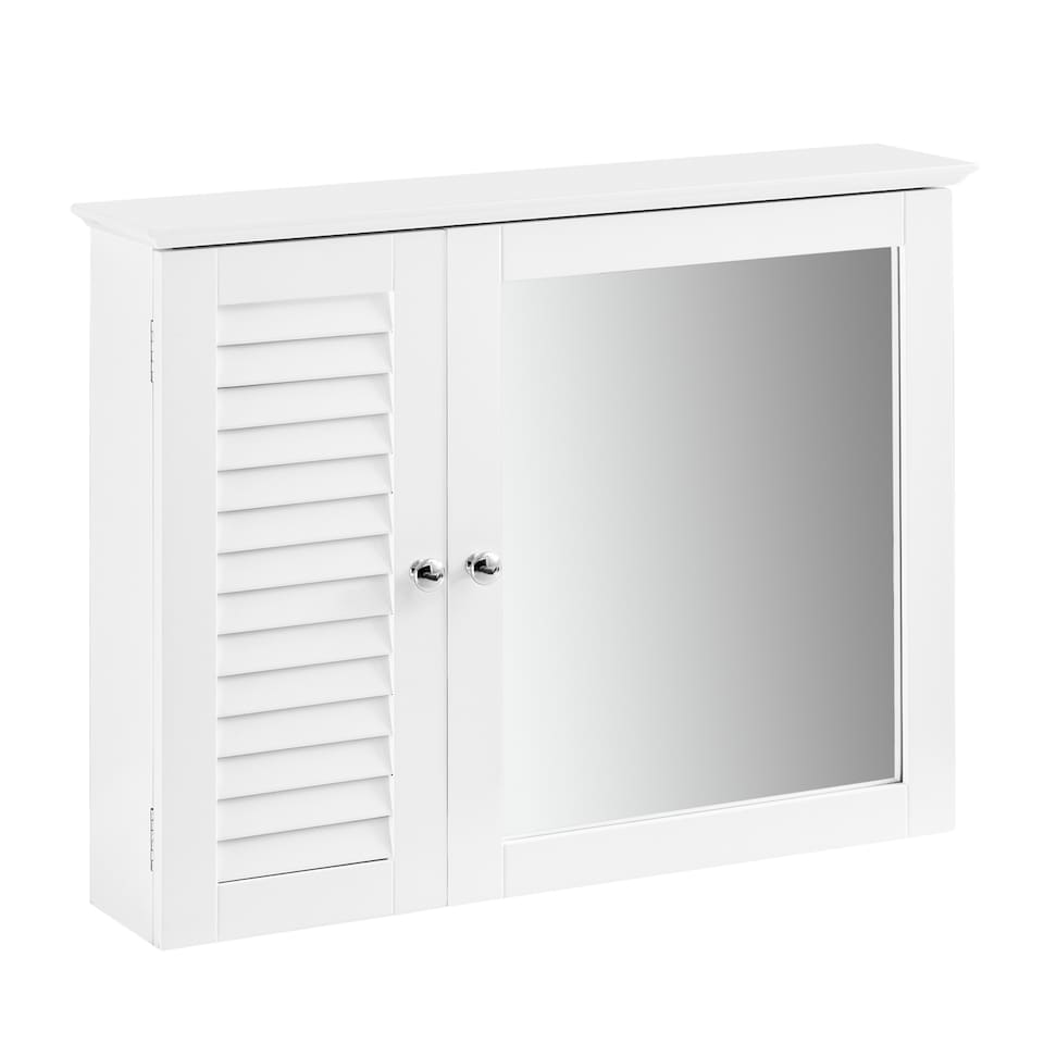 image 1 of SoBuy Bathroom Cabinet with Mirror, White, 25.6x5.9x19.3 inches, 8.45 kg - BZR55-W
