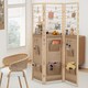 image 4 of COSTWAY 3 Panel Room Divider Folding Display Stand 8 Storage Pockets Natural