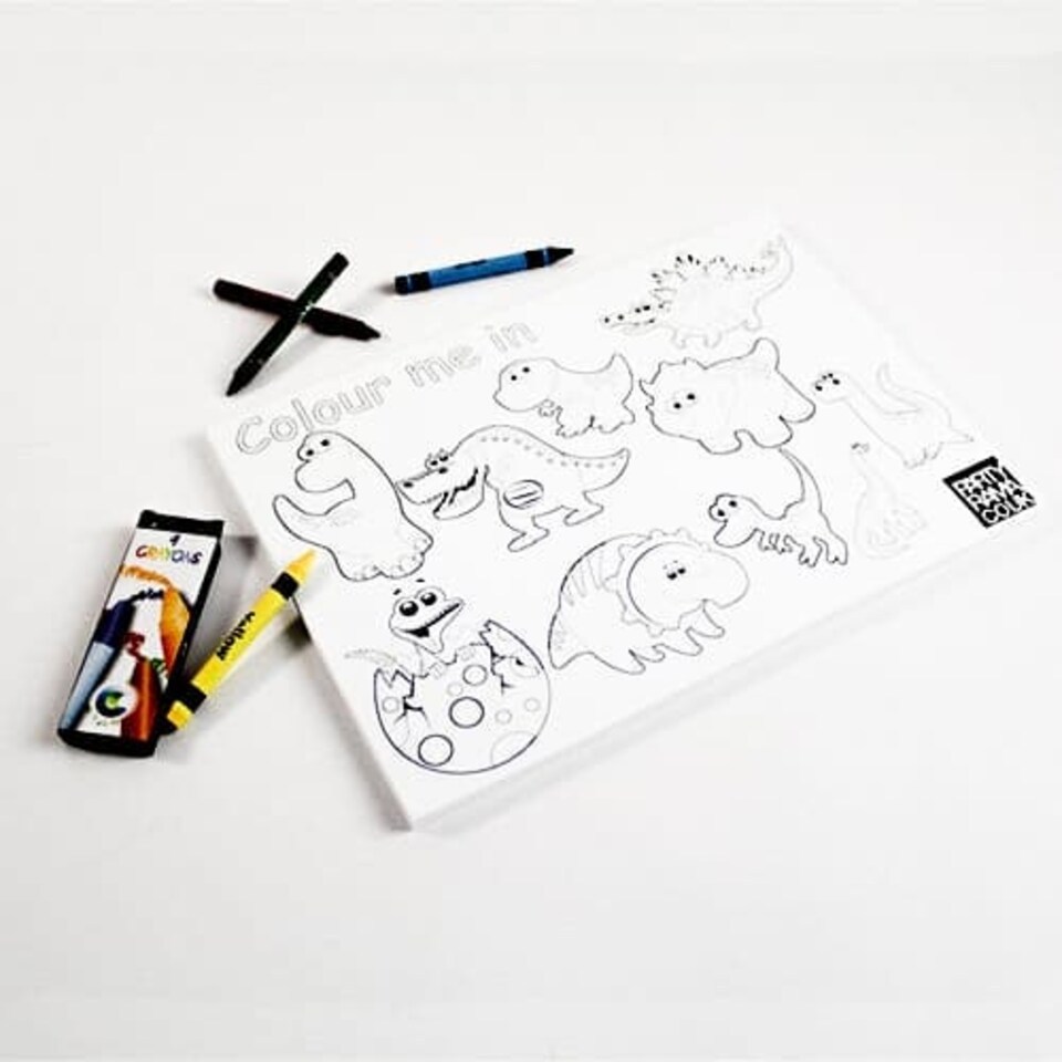 Dinosaurs Themed A4 Colouring sheet With 4 Crayons
