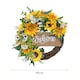 image 4 of Living and Home Artificial Sunflower Wreath - Round Hanging Decoration