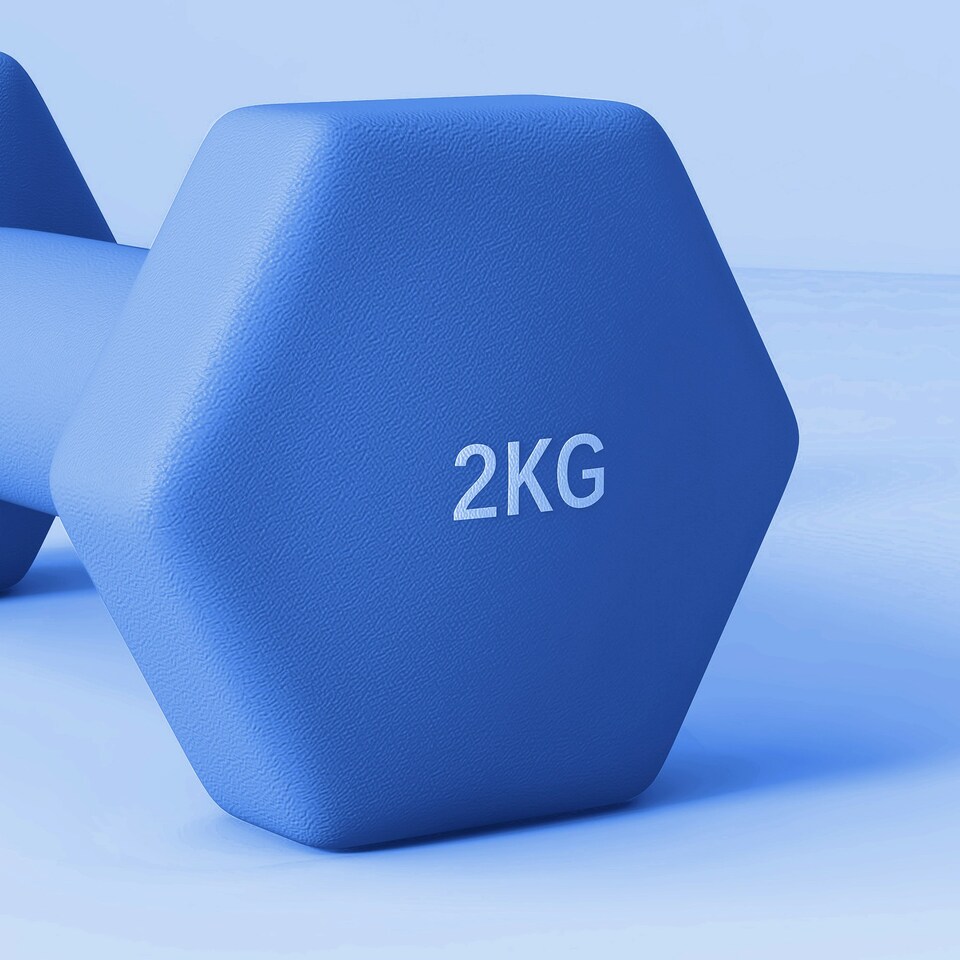 image 1 of SPORTNOW Set of 2 Hexagonal Dumbbells Weights Pair, 2 x 2kg, Blue