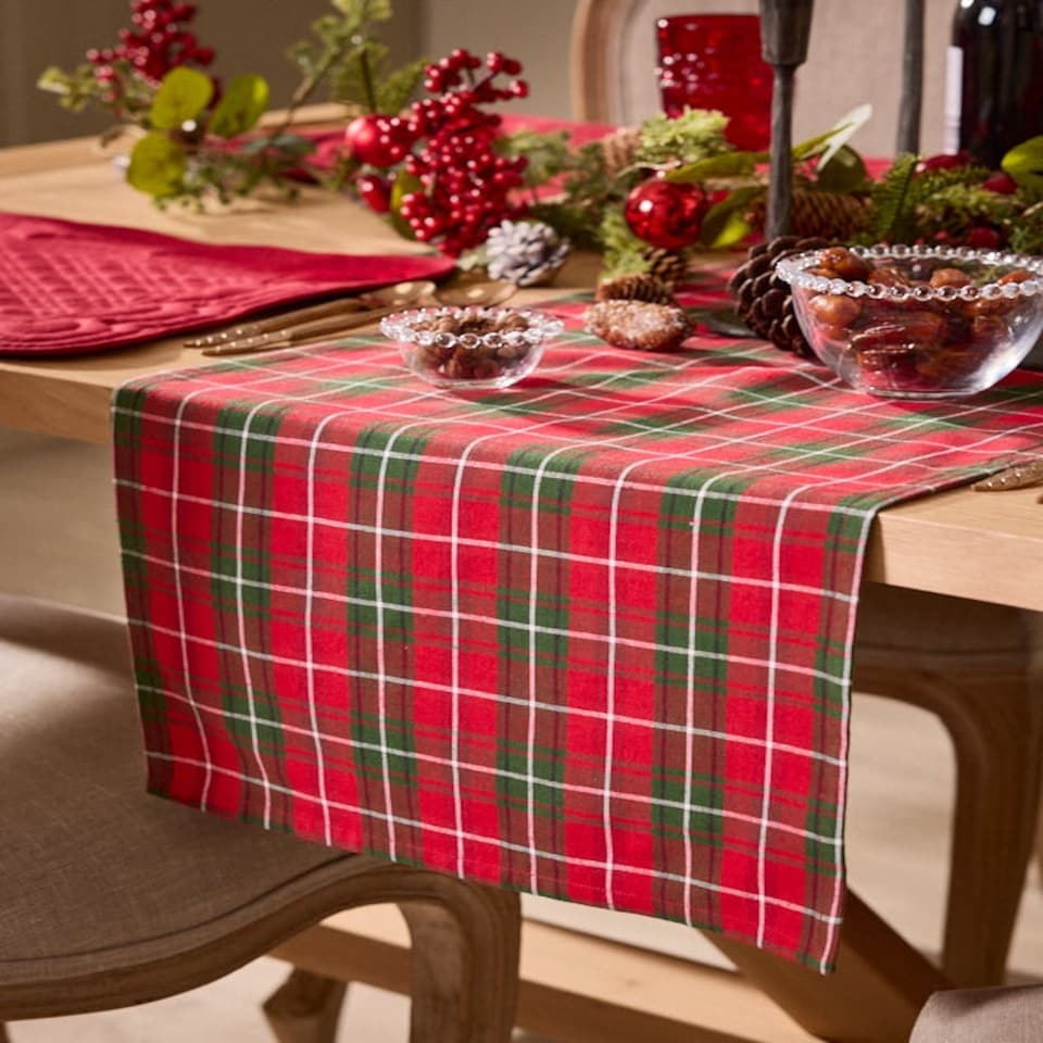 image 1 of Highland Red Tartan Table Runner Red