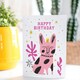 image 2 of Dog Lover Pink Queen Pet Crown Happy Birthday Greeting Card