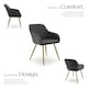 image 3 of Dining Chair Marilyn - corduroy look, upholstered, armchair, continuous backrest - Set of 6 Grey | Anthracite/Gold