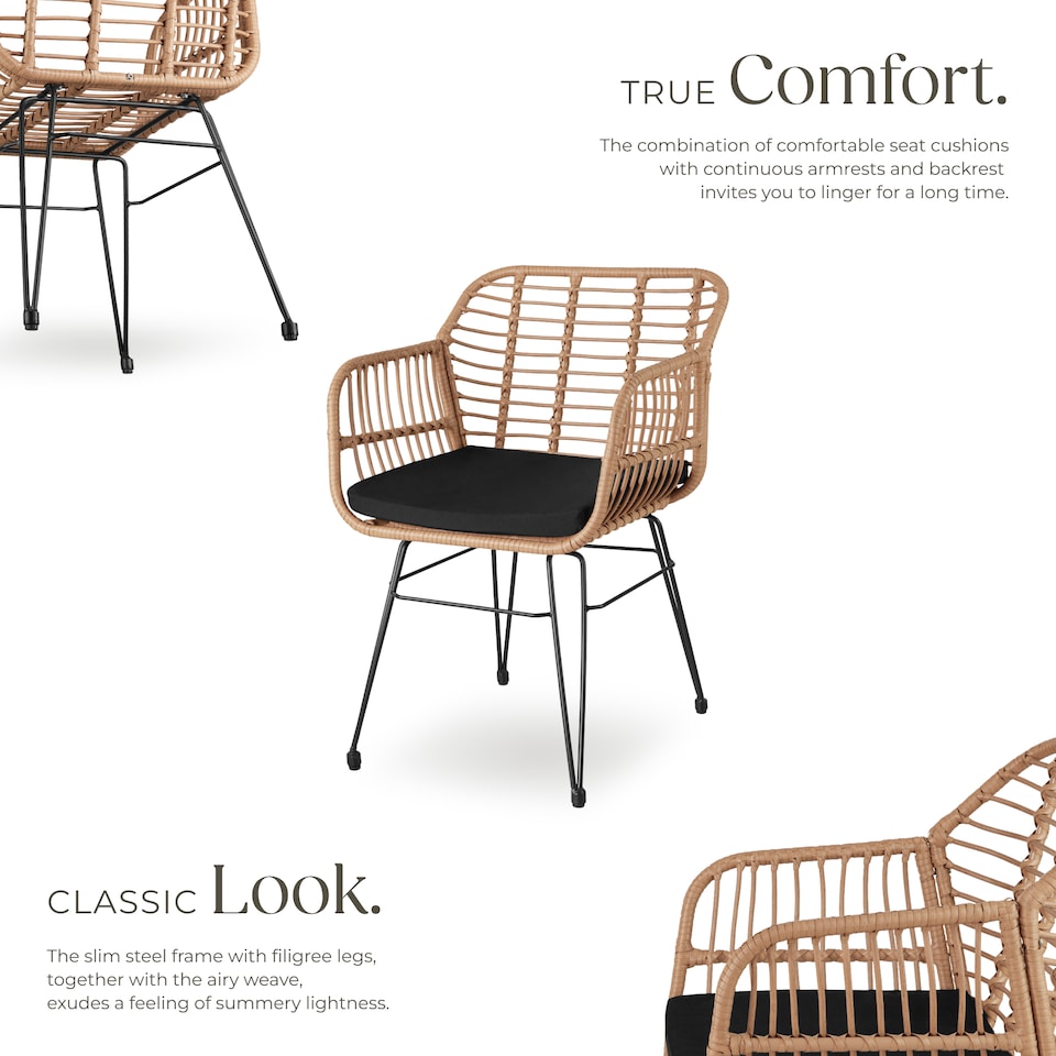 image 1 of Garden Table and Chairs Molfetta - 2 person bistro set, weather and UV-resistant | Cream | nature | 64,50 x 58 x 86,50 cm | 1