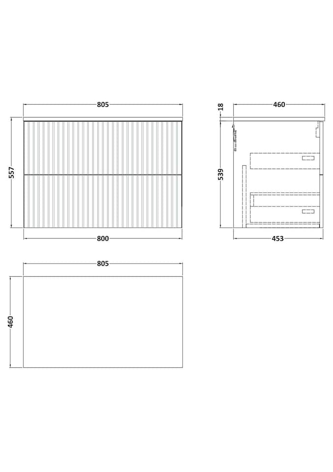 image 1 of Callingwood Contemporary Wall Hung 2 Drawer Vanity Unit with Laminate Worktop , 800mm, Dark Grey