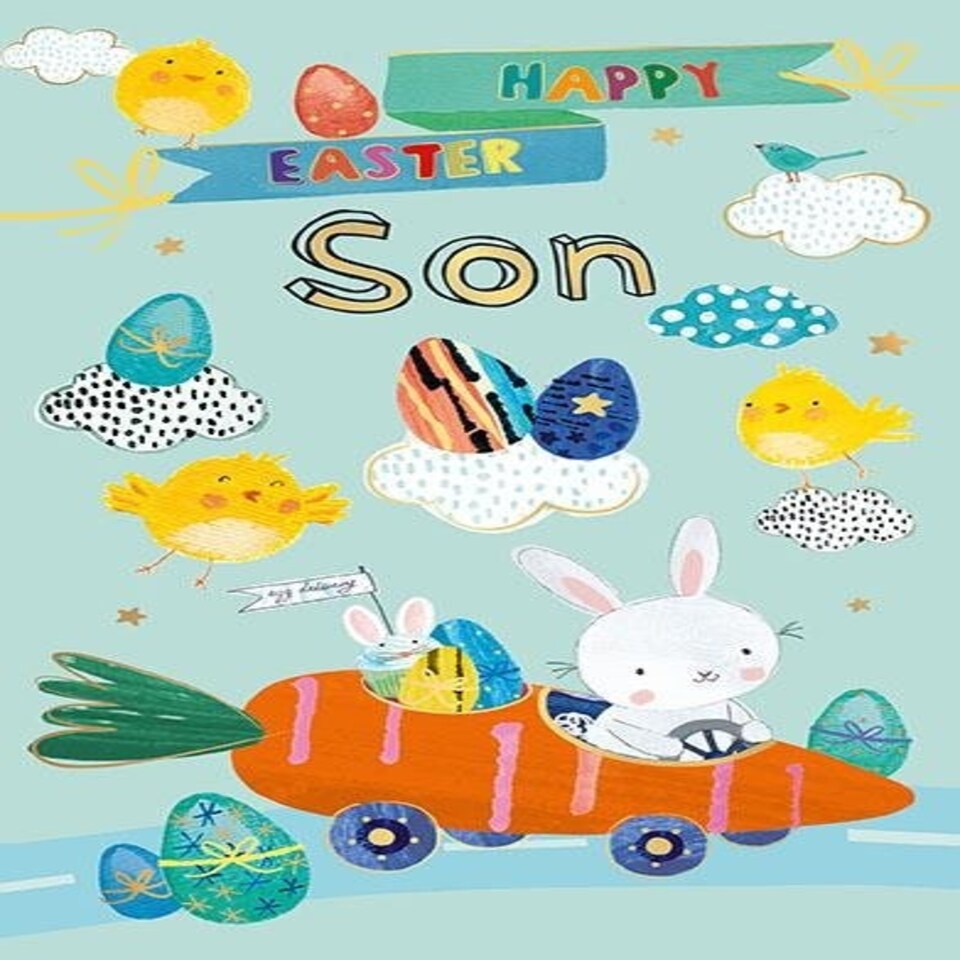 Words 'n' Wishes Easter Card for a Lovely Son, 21.7 x 14.4 cms, FSC Certified and Multi-Coloured