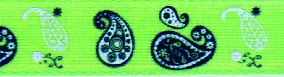 Berisfords 6 Kiwi 15mm Paisley Ribbon for Dressmaking - per metre
