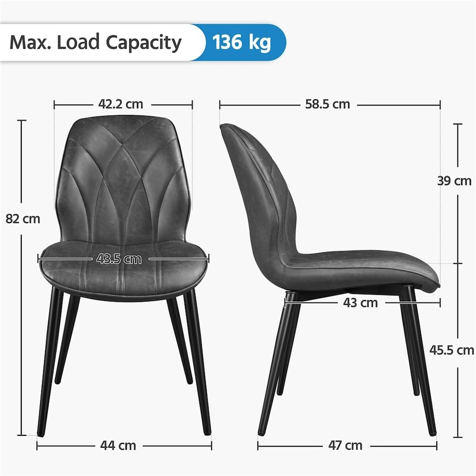 image 1 of Yaheetech Set of 2 Faux Leather Dining Kitchen Chairs with Petal Accented Backrest