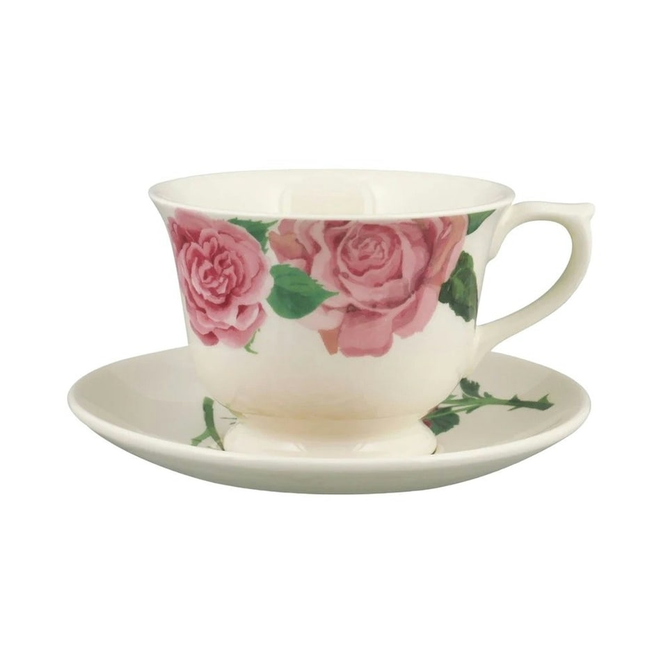 image 1 of Tea Cup: Emma Bridgewater Roses Large Tea Cup and Saucer White