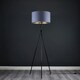 image 2 of ValueLights Camden Black Tripod Floor Lamp Grey & Silver Shade & Bulb Silver