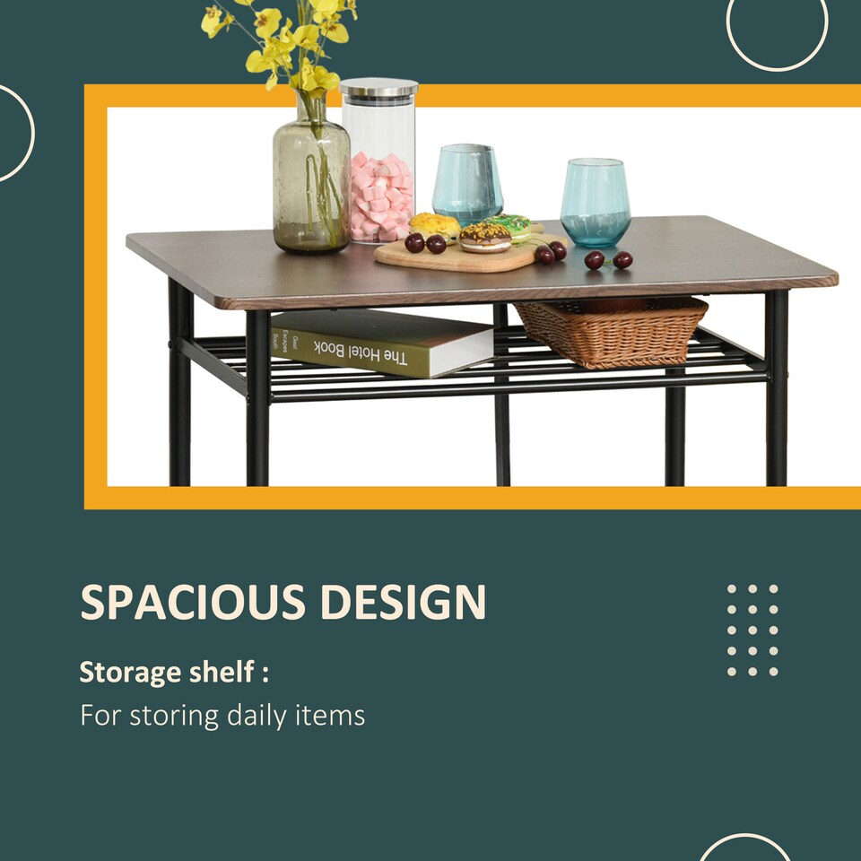 image 1 of HOMCOM 3-Piece Dining Set with 2 Matching Chairs and 1 Table Black and Oak