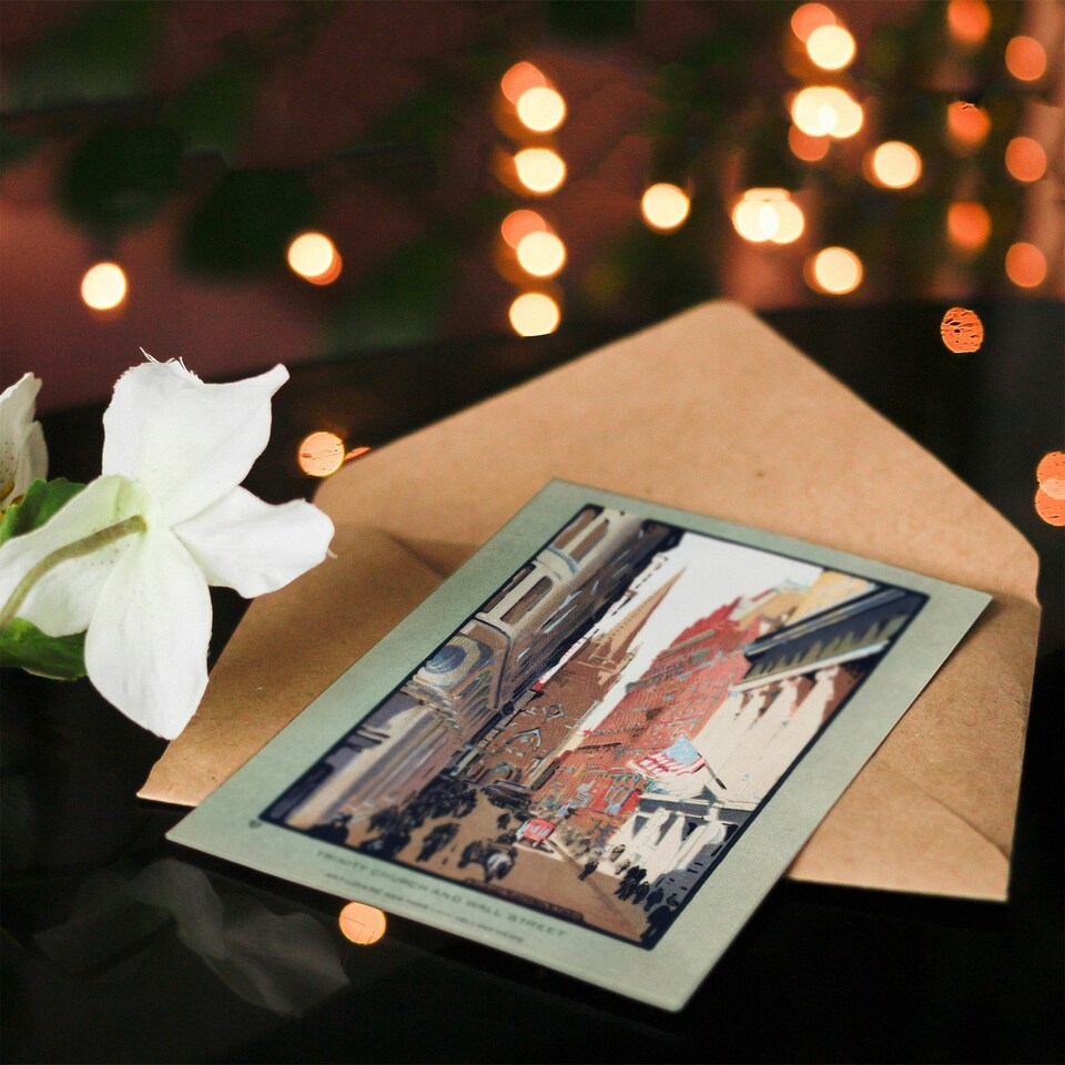 image 1 of Rachael R Elmer Art Card Trinity Church and Wall Street