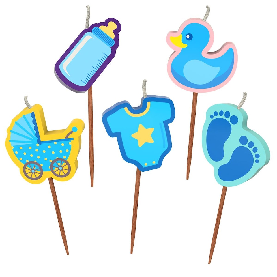 image 1 of Novelty Cake Candle Set - Baby Boy