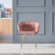 image 2 of Single Roma Knot Velvet Armchair with Gold Metal Legs, Modern Tufted Design for Living Room Pink