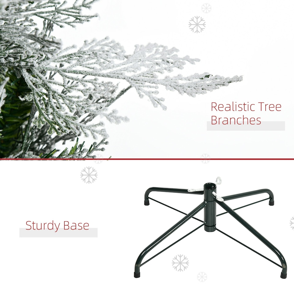 image 1 of HOMCOM 7 Foot Snow Flocked Artificial Christmas Tree Holiday with Pencil Shape