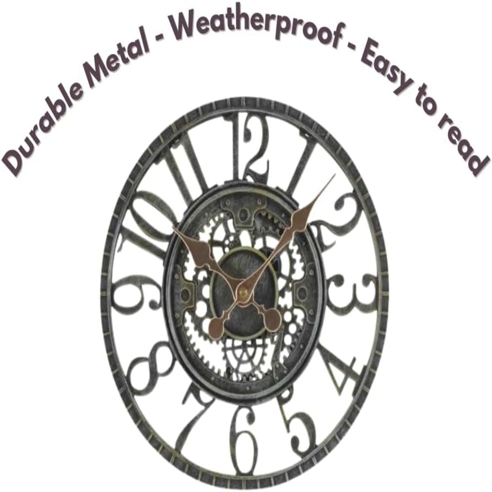 image 1 of Marco Paul 12in Grey Waterproof Garden Clock Grey