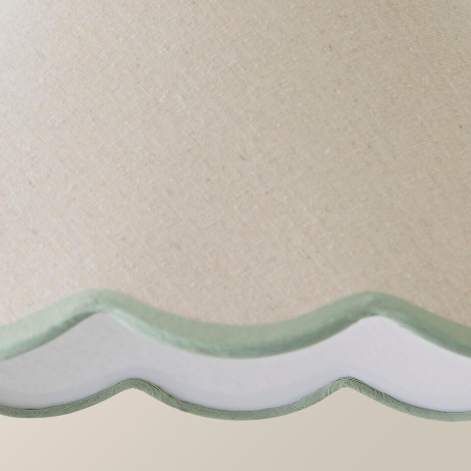 image 1 of ValueLights Florie Natural Large Taper Lamp Shade Scallop Green Trim | Green