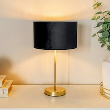 ValueLights Charlie Brushed Chrome Floor Lamp XL Black Taper Shade & Bulb 