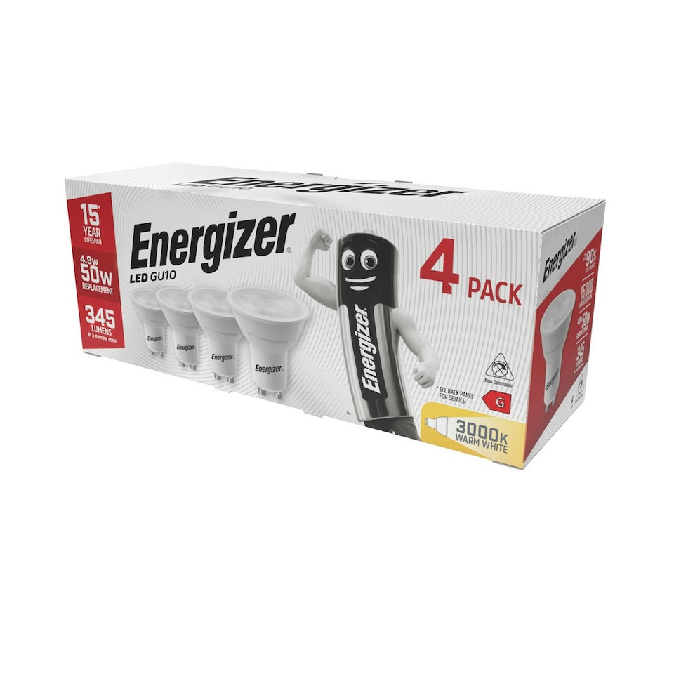 image 1 of Energizer LED GU10 345lm 4.9W 3000K (Warm White) - Pack of 4