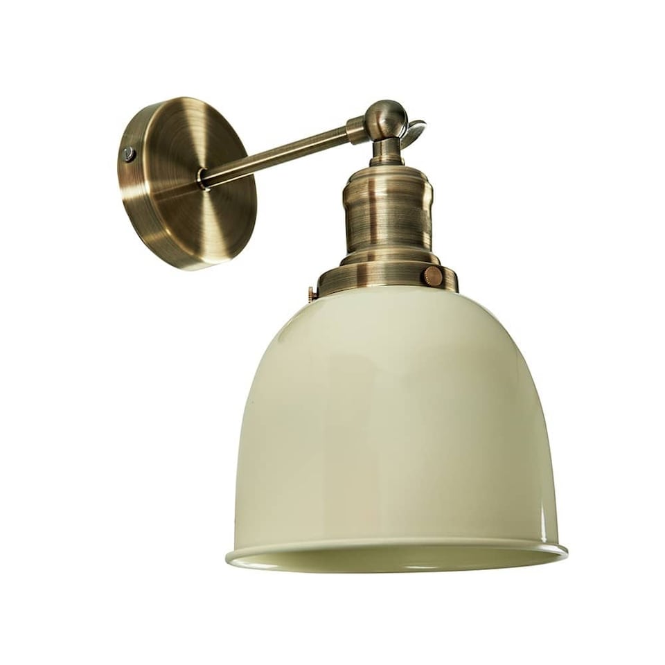 image 1 of ValueLights Wilhelm Brass Cream Wall Light & Bulb