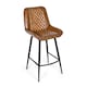 image 2 of Real Genuine Leather Breakfast Kitchen Bar Stool Tan Brown With Back Rest 106cm High x 50cm Wide x 59cm Deep Seat Height 70cm
