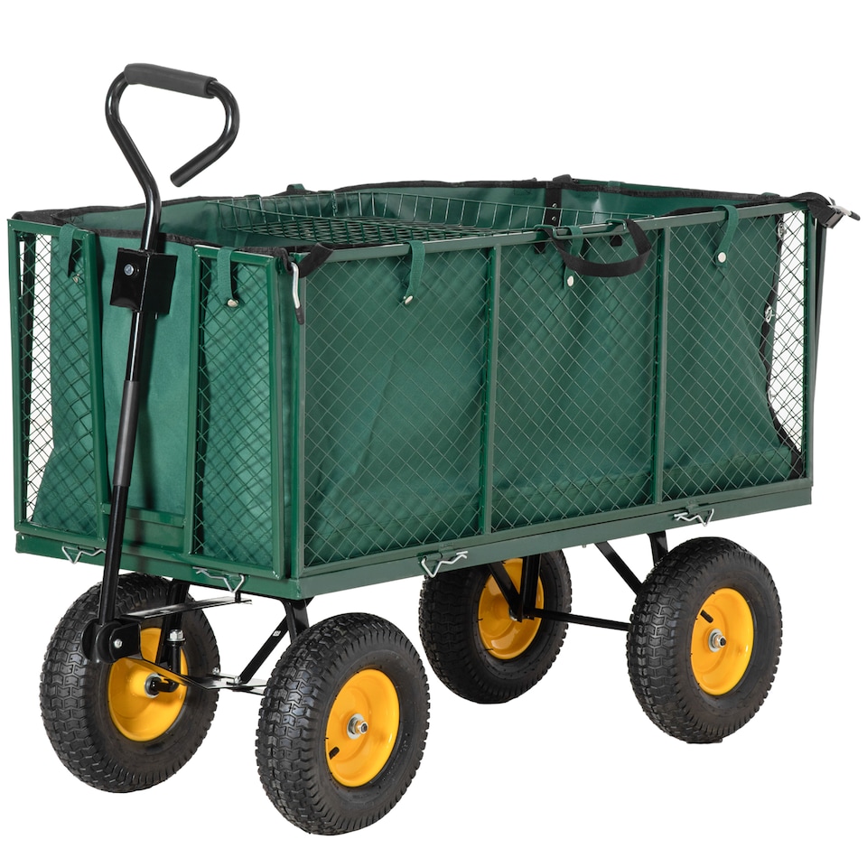 image 1 of Outsunny Heavy Duty Garden Cart Truck Trolley Wheelbarrow Trailer