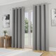 image 2 of Enhanced Living Nightfall Plain Supersoft Grey Thermal Blockout Eyelet Curtains (PAIR) - 46 x 72 inch (117 x 183cm)