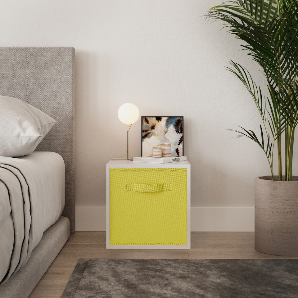 image 1 of Cube Unit with Insert | White | White & Yellow | 1