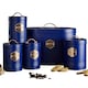 image 1 of Retro Inspired Matt & Copper 5 Piece Kitchen Canister Set Navy