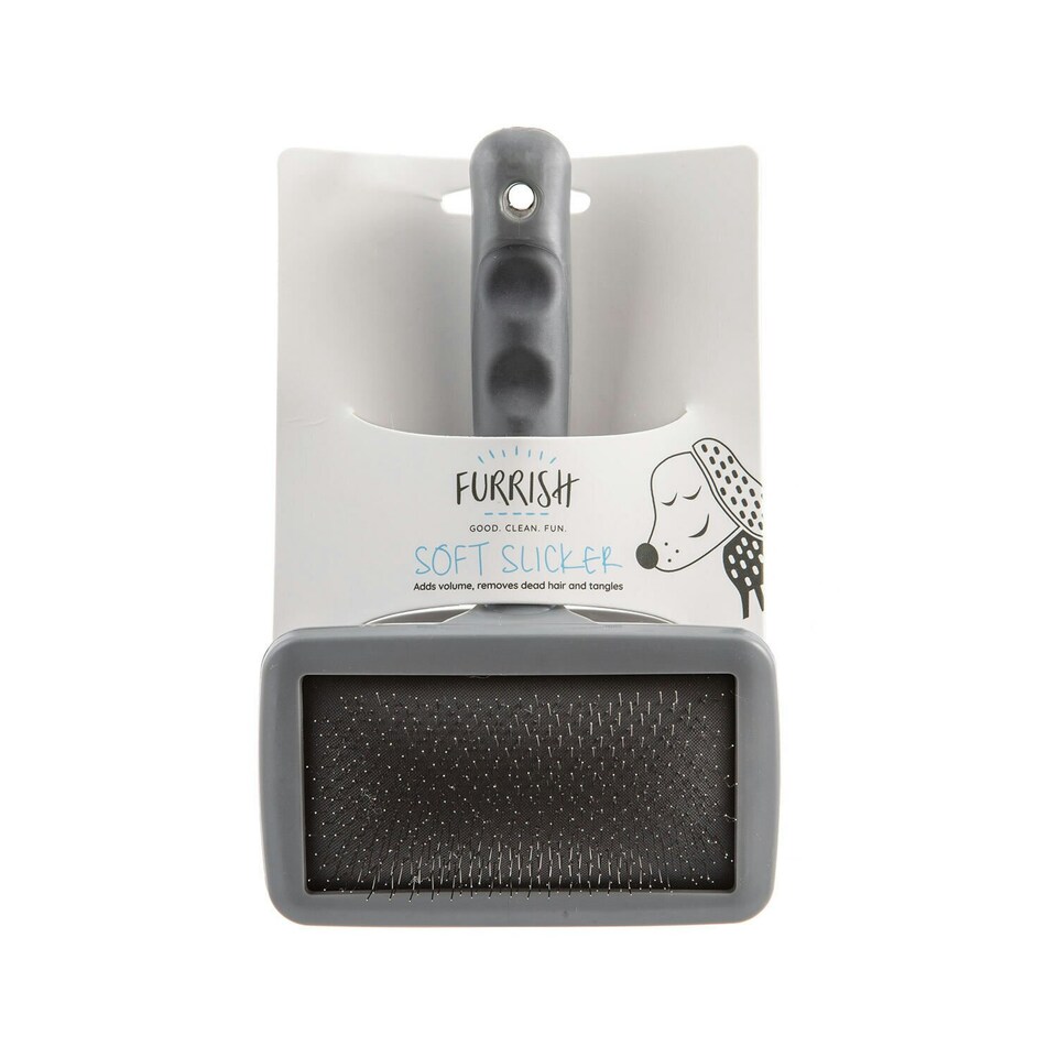 image 1 of Furrish Soft Dog Slicker Brush - Silver/Black - L