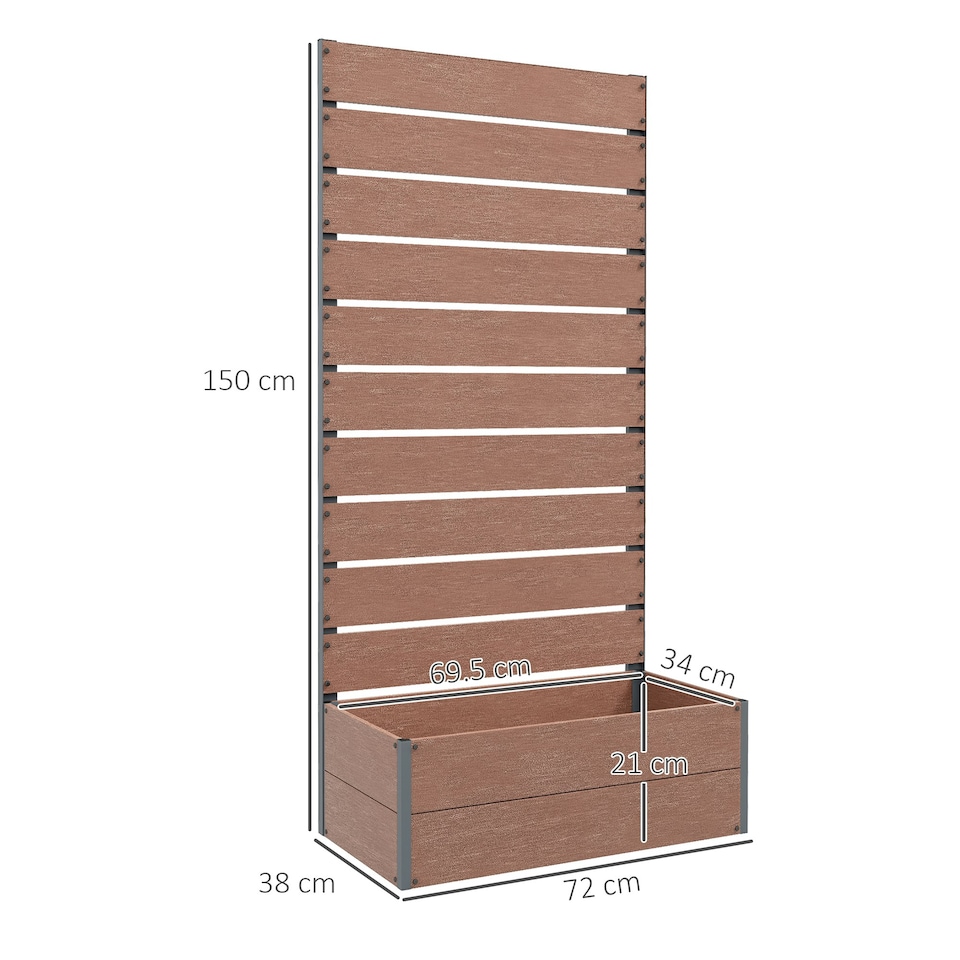 image 1 of Outsunny Raised Garden Bed with Trellis and Drainage Hole, Planter Box Grey
