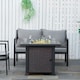 image 2 of Outsunny Outdoor Propane Fire Pit Table w/ Wind Screen & Glass Beads, Black