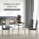 image 3 of HOMCOM Round Dining Table Set for 4, Kitchen Table and Chairs with Cushion