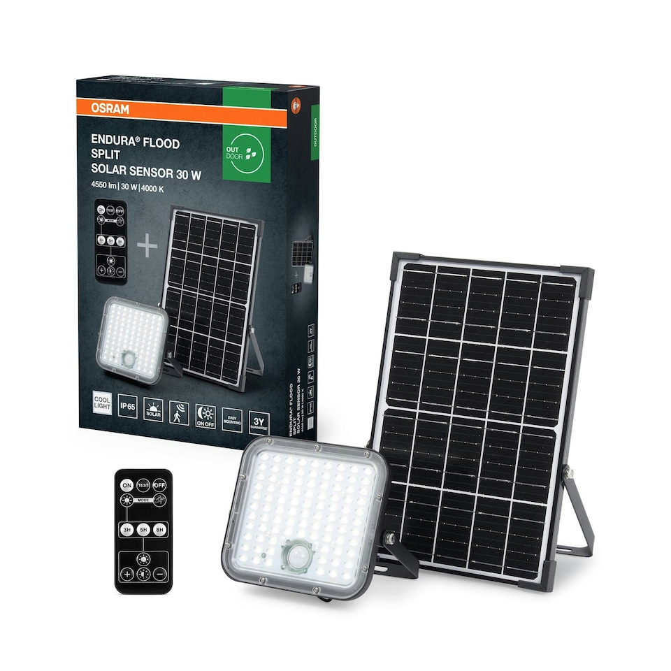 image 1 of OSRAM ENDURA LED Solar Outdoor Flood Light Black 30W 4500 lm Black