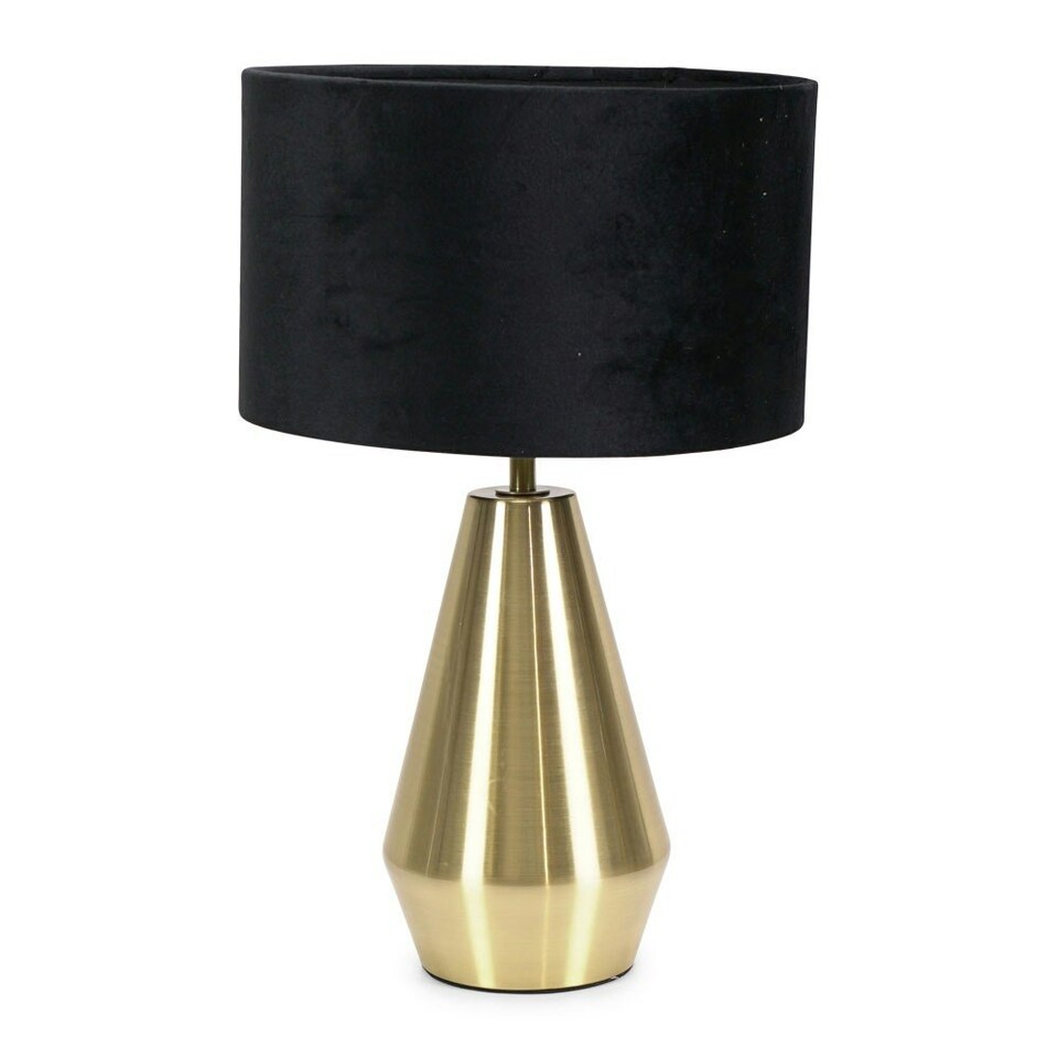 image 1 of ValueLights Jax Gold Metal Touch Dimmer Table Lamp with Black Velvet Shade