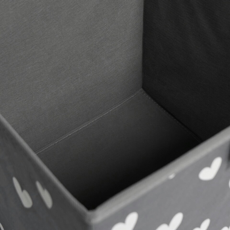 image 1 of OHS 4 Pack Folding Storage Hearts Print Cubes Space Saving Home Bedroom Clothes Toy Organiser Grey