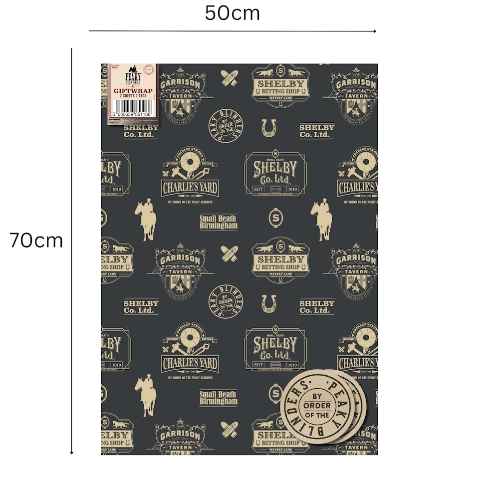 image 1 of Peaky Blinders 2 Sheets & 2 Tags Gift Wrap